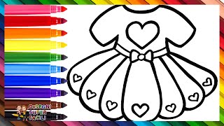 Disegnare e Colorare un Abito con Cuori 👗❤️🧡💛💚💙💜🌈 Disegni per Bambini [upl. by Riane]