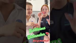 Bubblicious Watermelon bubblegum taste test blowing bubbles kids American candy sweets [upl. by Safier165]