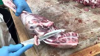 Lamb Leg Cleaning Butcher Skills [upl. by Eenrahc]