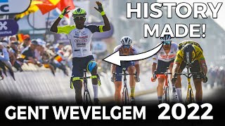 HOW Biniam Girmay MADE HISTORY as First African Champion to WIN GentWevelgem 2022 Race Highlights [upl. by Judi191]