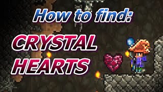 How to find Crystal Hearts Easy method  TERRARIA guide [upl. by Anilek]