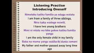 Swahili Listening Practise Introducing Oneself in Swahili [upl. by Skill]