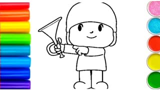 Cute 🥰 pocoyo drawing l easy drawing l pocoyo drawing l Drawing For Kids l colouring drawing l [upl. by Skier]