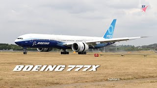 Boeing 777X Pilots wows crowd with impressive steep approach and short landing [upl. by Goodman]