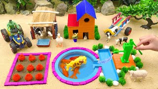 TOP DIY mini Farm Diorama with Make Cow ShedArrow Lake  Electric Pump Pumps Water to Bathe Cows [upl. by Eerehc]