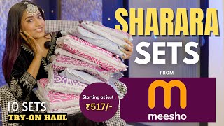 New Designer SHARARA SET from MEESHO 💜💛  Tryon  Honest Review  gimaashi [upl. by Browne]