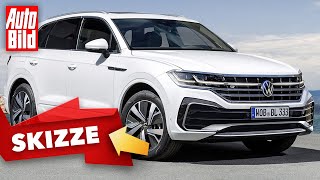 VW Touareg Facelift 2024  VW frischt das SUVFlaggschiff Touareg auf  Skizze [upl. by Riella]