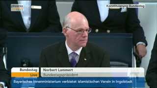 Bundestag Ergebnis der Wahl des Bundestagspräsidenten amp Rede von Norbert Lammert am 22102013 [upl. by Ramal]