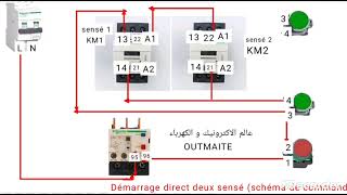 les moteurs asynchrones Démarrage direct deux sensé schéma de commande [upl. by Allebram]