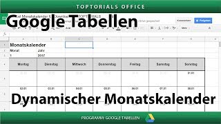 Dynamischen Monatskalender erstellen  Download Google Tabellen Spreadsheets [upl. by Ennayhc]