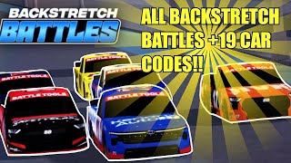 ALL BACKSTRETCH BATTLES 19 CAR CODES Roblox [upl. by Irt]