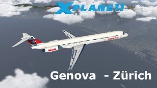 X Plane 11  Genova Sestri LIMJ  Zürich LSZH  SWISS MD88 [upl. by Case]