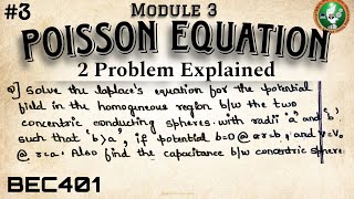 3 Poisson Equation 2 Problem Explained Module 3 4th Sem ECE 2022 Scheme VTU BEC401 [upl. by Kronick]