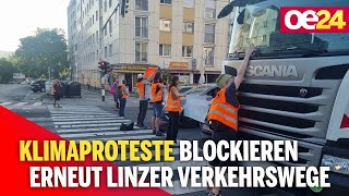 Klimaproteste blockieren erneut Linzer Verkehrswege [upl. by Nauqyt]