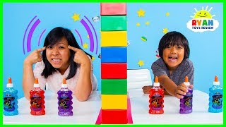 Twin Telepathy Slime Challenge Ryan vs Mommy [upl. by Nosauq3]