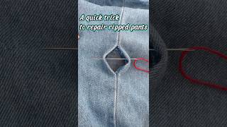 A quick trick to repair ripped pants simple and neat sewingtips [upl. by Willmert436]