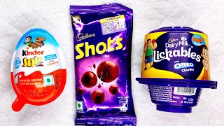 Kinder Joy vs Lickables vs Cadbury shots Unpacking and Opening Sounds [upl. by Okiron230]