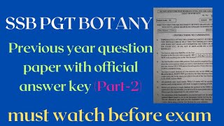 SSB PGT Botany previous year 2023 questions with official answer key part2 [upl. by Mencher]