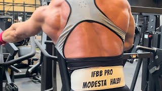 IFBB PRO Modesta Halby 6 weeks out from Texas Pro backworkout [upl. by Virendra]