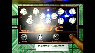 MOSKY DTC 4in1 Electric Guitar Effects Pedal Distortion  Overdrive  Loop  Delay DEMO [upl. by Menashem238]