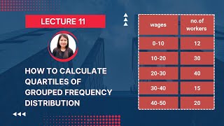 Lecture 11 calculation of quartiles of grouped frequency distribution  Measure of central tendency [upl. by Noraed]