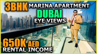 3 BHK Luxury Marina Apartment Tour With Famous Dubai Eye View  650 K Aed ROI  Vida Residence [upl. by Brook261]