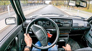 Volkswagen Golf II 1991 13 55 HP   POV Test Drive 623 Joe Black [upl. by Tengler]