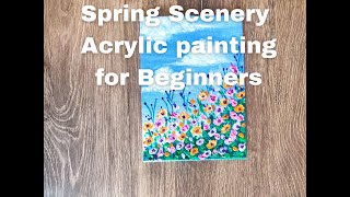 Spring scenery Acrylic Painting for Beginners  Easy Acrylic painting  DIY acrylic scenery [upl. by Eustis]