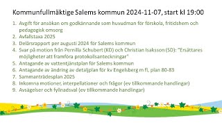 Kommunfullmäktige Salem 20241107 [upl. by Laveen]