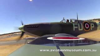 Temora Aviation Museums Mk XVI Spitfire taking off from Runway 36 Grass at Temora NSW Australia [upl. by Enitsej]