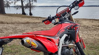 Honda crf 450RL fmf q4 megabomb full exhaust no spark arrestor [upl. by Icyac]