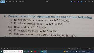 Kalyani Q2 Rahim Started Business With Cash  Accounting Equation [upl. by Yvan]