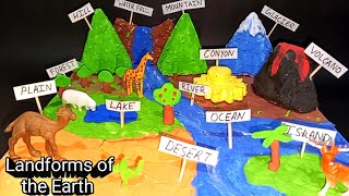 Landforms model  landforms of earth school project  landforms model using Clay [upl. by Arden]