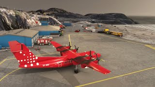 MSFS2020 Air Greenland Dash7 bumpy landing at Maniitsoq Airport BGMQ [upl. by Callie]