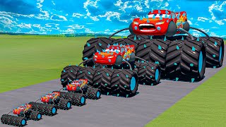 Big amp Small Long Bus Spiked Lightning McQueen Thorns vs Car Crasher Ships  BeamNGdrive [upl. by Buffo]