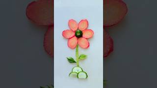 subhanallah how to make flower vegetablecarving fruitcarving easy art cucumberflower shorts [upl. by Kcirdled]