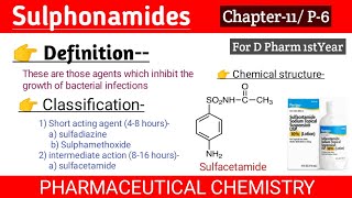 Sulphonamide  its classification  Chap11 P6  Pharmaceutical chemistry  D Pharm1stYear [upl. by Nahtanoy]