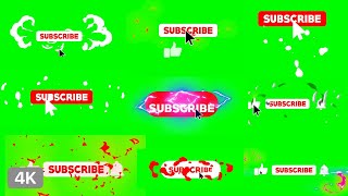 9 2d Cartoon Youtube Subscribe and Like Button  Green Screen Template  Easy to use  No Copyright [upl. by Tamma]