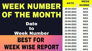 Excel week number of the month  Get week number from date in excel [upl. by Aneek947]