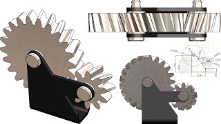 Mechanism 53 Helical gears side amp angel  different ratio SolidWorks Tutorial [upl. by Mckinney]