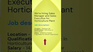 Salesman Hiring in horticulture plant sdprivatejobs horticulture himachalpradesh [upl. by Nadirehs802]