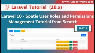 Complete Spatie user Roles amp Permission management tutorial from scratch step by step in Laravel 10 [upl. by Juliann]