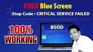 Stop Code  CRITICAL SERVICE FAILED Windows 10  How to Solved Blue Screen BSOD DgTech [upl. by Ainoval]