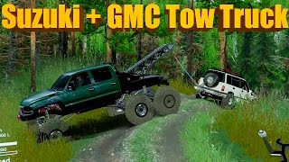 Spin Tires  Suzuki Vitara and Lifted GMC Tow Truck Mods [upl. by Belinda]