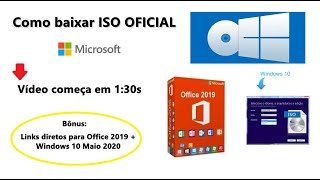 Como baixar ISO Oficial Windows 10 21H1 e Office 2019  2021 [upl. by Tracee]