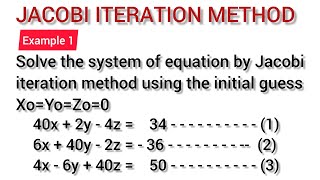 Jacobi Iteration Method Engineering  Jacobi Iteration Example  Jacobi Iteration Numerical Method [upl. by Enecnarf197]