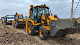 2 JCB 3dx Machines Loading Mud Together TATA Dump Truck 2518 10 Tyre Tipper with JCB 3dx [upl. by Nimajnab]