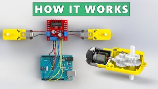 How DC GEAR MOTOR Works with ARDUINO and L298N [upl. by Coonan]