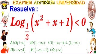 EXAMEN UNI ADMISIÓN UNIVERSIDAD DE INGENIERÍA INECUACIONES LOGARÍTMICAS SOLUCIONARIO [upl. by Rape]