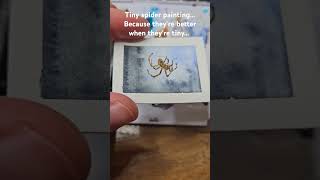 Tiny spider painting shorts watercolor miniature miniatureart tinyart noai [upl. by Boatwright]